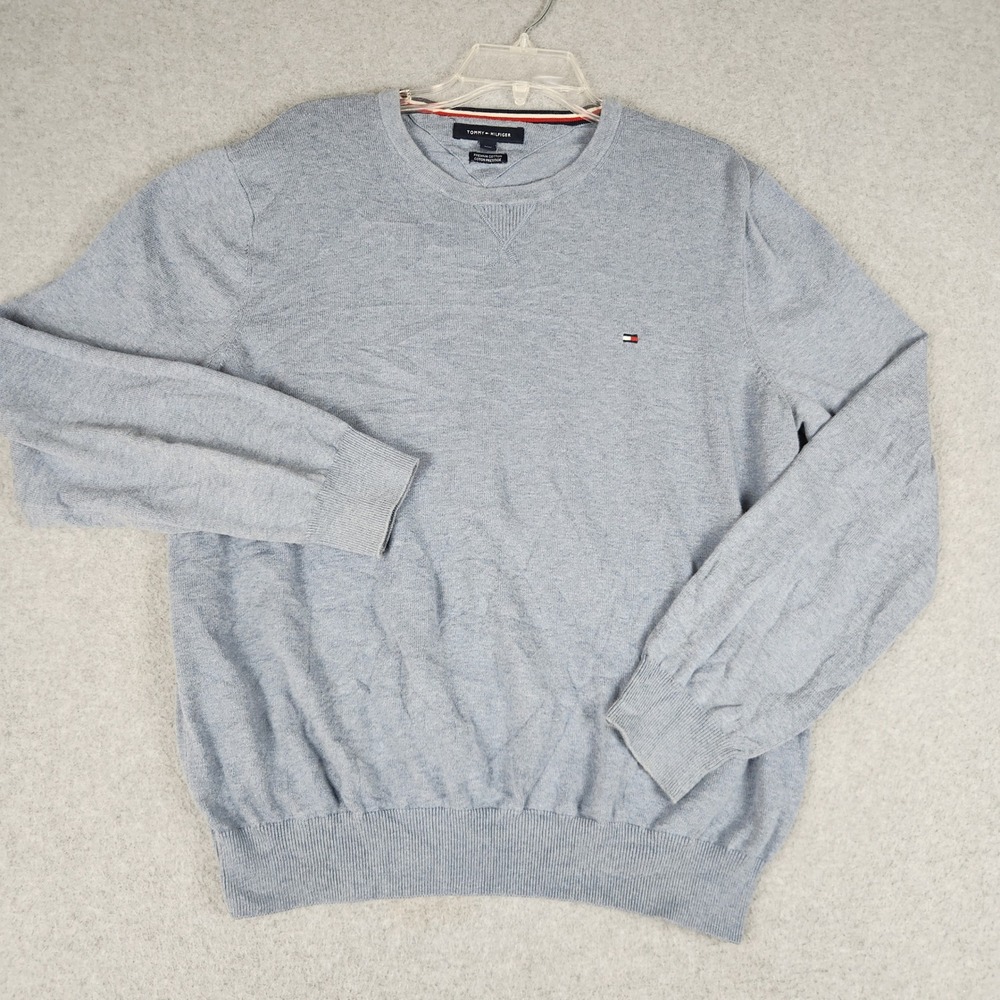 Tommy Hilfiger Sweater‎ Unisex Large Blue Premium Cotton Prestige Crewneck Logo